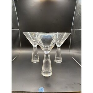 3 Artland Prescott Martini Glasses Clear‎ Crystal  Stems, 7"